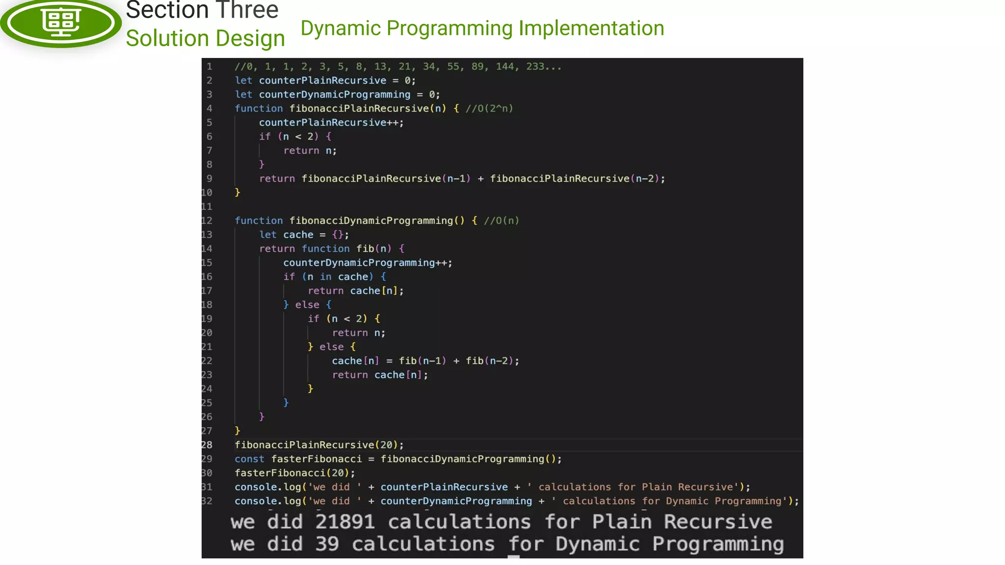 Dynamic Programming Implementation Section Three Solution Design 