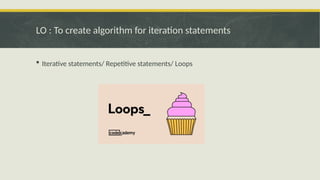 To create algorithm and flowchart for selection, sequence and iteration ...