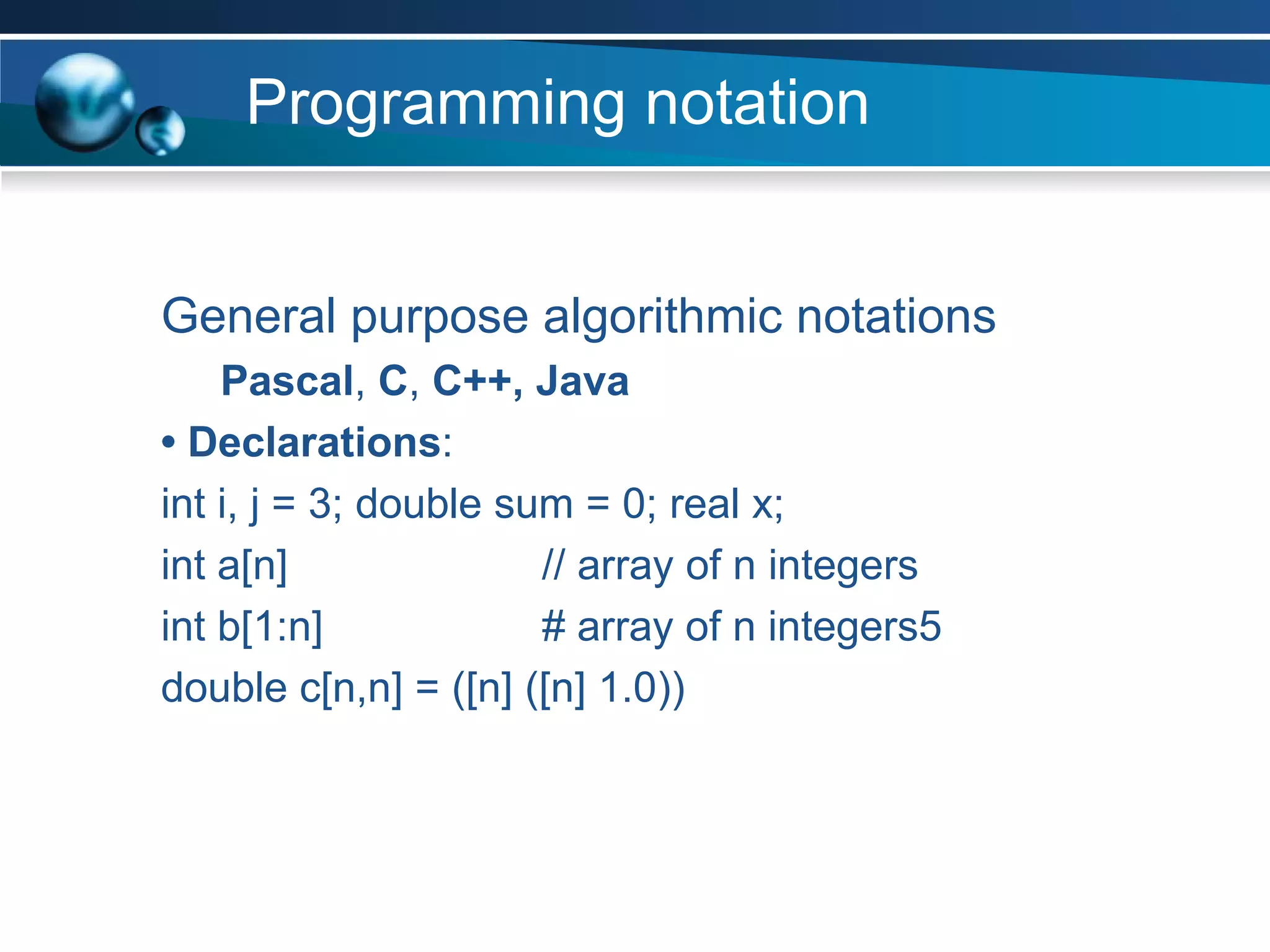 Algorithmic Notations | PPT