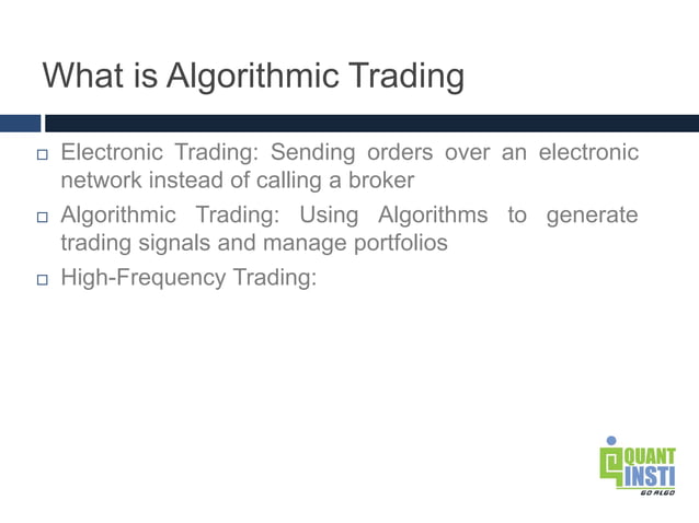 Algorithmic & quantitative trading webinar | PPT