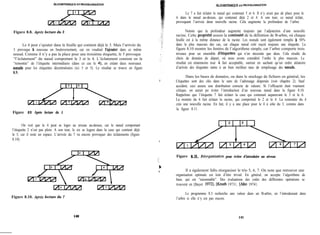 fiLOORIlWMIQUE ET PROGRAMhhWON
Figure 8.8. Aprés lecture du 3
Le 4 peut s’ajouter dans la feuille qui contient déjà le 3. Mais l’arrivée du
5 provoque à nouveau un bouleversement, car on voudrait rajouter dans ce même
noeud. Comme il n’y a pas la place pour une troisième étiquette, le 5 provoque
“l’éclatement” du nœud comportant le 3 et le 4. L’éclatement consiste en la
“remontée” de l’étiquette intermédiaire (dans ce cas le 4), en créant deux nouveaux
noeuds pour les étiquettes décentralisées (ici 3 et 5). Le résultat se trouve en figure
8.9.
/
Figure 8.9. Après lecture du 5
/
On voit que le 4 peut se loger au niveau au-dessus, car le nœud comportant
l’étiquette 2 n’est pas plein. A son tour, le six se logera dans la case qui contient déjà
le 5, car il reste un espace. L’arrivée du 7 va encore provoquer des éclatements (figure
8.10).
Figure 8.10. Aprés lecture du 7
&GORl’IFMQUE ET PROGRAMh4tUTON
Le 7 a fait éclater le nœud qui contenait 5 et 6. Il n’y avait pas de place pour le
6 dans le nœud au-dessus, qui contenait déjà 2 et 4. A son tour, ce nœud éclate,
provoquant l’arrivée dune nouvelle racine. Cela augmente la profondeur de l’arbre.
Notons que la profondeur augmente toujours par l’adjonction d’une nouvelle
racine. Cette proprieté assure la continuite de la définition de B-arbre, où chaque
feuille est à la même distance de la racine. Les noeuds sont également remplis à 50%
dans le plus mauvais des cas, car chaque nœud créé reçoit toujours une étiquette. La
figure 8.10 montre les limites de l’algorithme simple, car l’arbre comporte trois
niveaux pour un ensemble d’étiquettes qui n’en nécessite que deux. Cela résulte du
choix de données de départ, où nous avons considéré l’ordre le plus mauvais. Le
résultat est néanmoins tout à fait acceptable, surtout en sachant qu’un ordre aléatoire
d’arrivée des étiquettes mène à un bien meilleur taux de remplissage des nœuds.
Dans les bases de données, ou dans le stockage de fichiers en général, les
Ctiquettes sont des clés dans le sens de l’adressage dispersée (voir chapitre 2). Sauf
accident, ceci assure une distribution correcte de valeurs. Si l’efficacité était vraiment
critique, on aurait pu éviter l’introduction d’un nouveau nœud dans la figure 8.10.
Rappelons que l’étiquette 7 fait éclater la case qui contenait auparavant le 5 et le 6.
La montée du 6 fait éclater la racine, qui comportait le 2 et le 4. La remontée du 4
crée une nouvelle racine. En fait, il y a une place pour le 4 à côte du 3, comme dans
la figure 8.11.
Figure 8.ll. Rkorganisation pour éviter d’introduire un niveau
Il a également fallu réorganiser le trio 5, 6, 7. On note que retrouver une
organisation optimale est loin d’être trivial. En général, on accepte l’algorithme de
base, qui est “raisonnable”. Des évaluations des coûts des différentes opérations se
trouvent en [Bayer 19721, [Knuth 19731, [Aho 19741.
Le programme 8.3 recherche une valeur dans un B-arbre, en l’introduisant dans
l’arbre si elle n’y est pas encore.
140 141
 