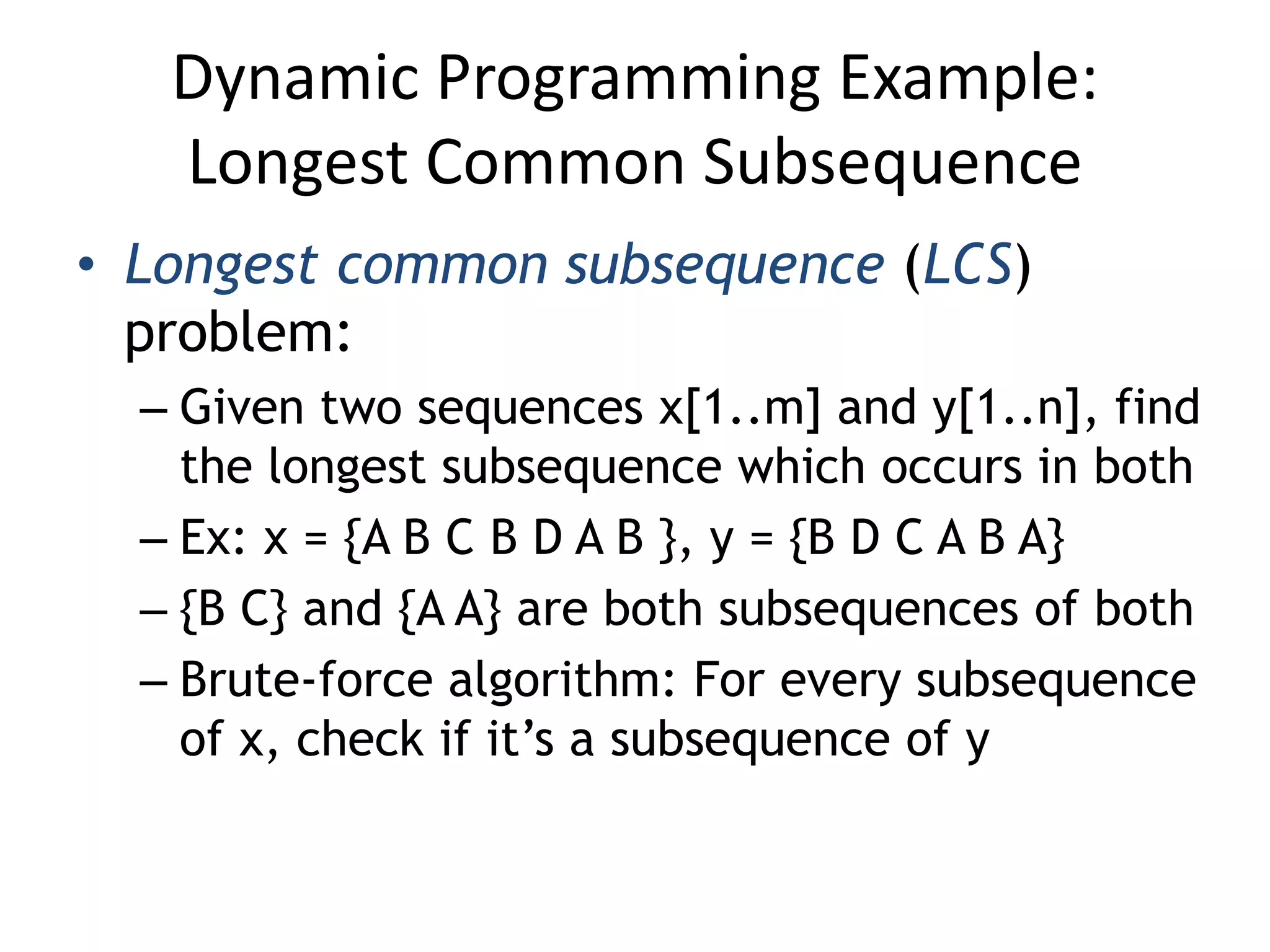 Algorithm lecture Dynamic programming | PPT