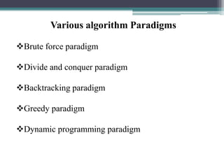 Algorithm paradigms | PPTX | Programming Languages | Computing