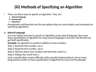 Algorithm characteristics,examples,procedures | PPT