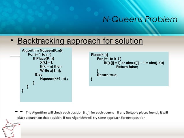 BackTracking Algorithm: Technique and Examples | PPT