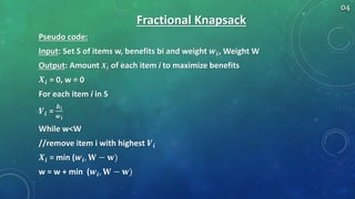 greedy algorithm Fractional Knapsack | PPTX | Technology & Computing