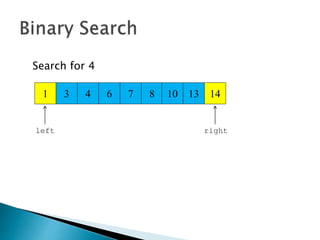 3 4 6 7
Search for 4
8 10 13 141
left right
 