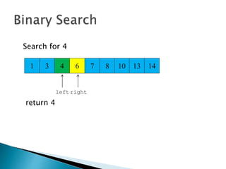 3 4 6 7
Search for 4
8 10 13 141
return 4
left right
 