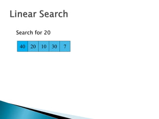 40 20 10 30 7
Search for 20
 