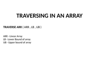 data structures algorithms array,LL,stack,queue | PPTX