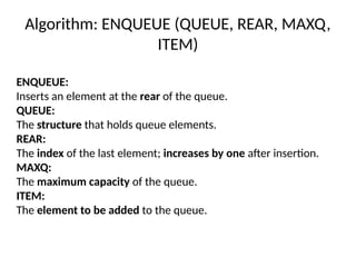 data structures algorithms array,LL,stack,queue | PPTX