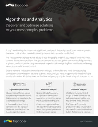 Algorithms and Analytics