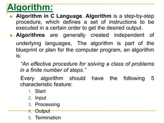 Basics of Programming Algorithms and Flowchart | PPT