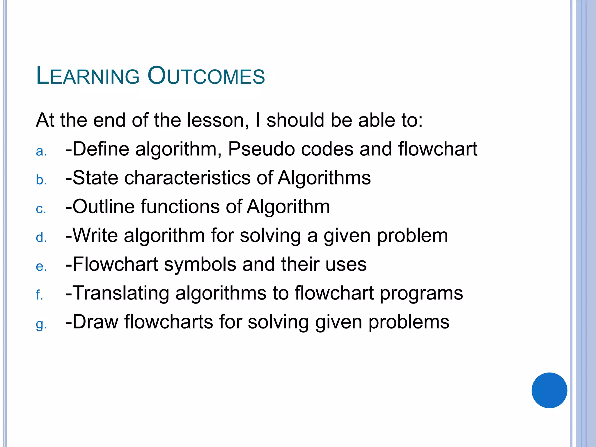 Algorithms and flowcharts | PPTX