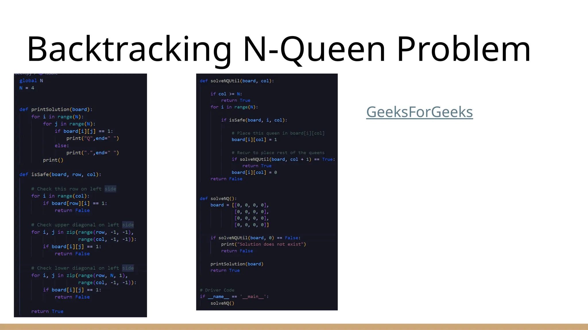 Backtracking N-Queen Problem
GeeksForGeeks
 