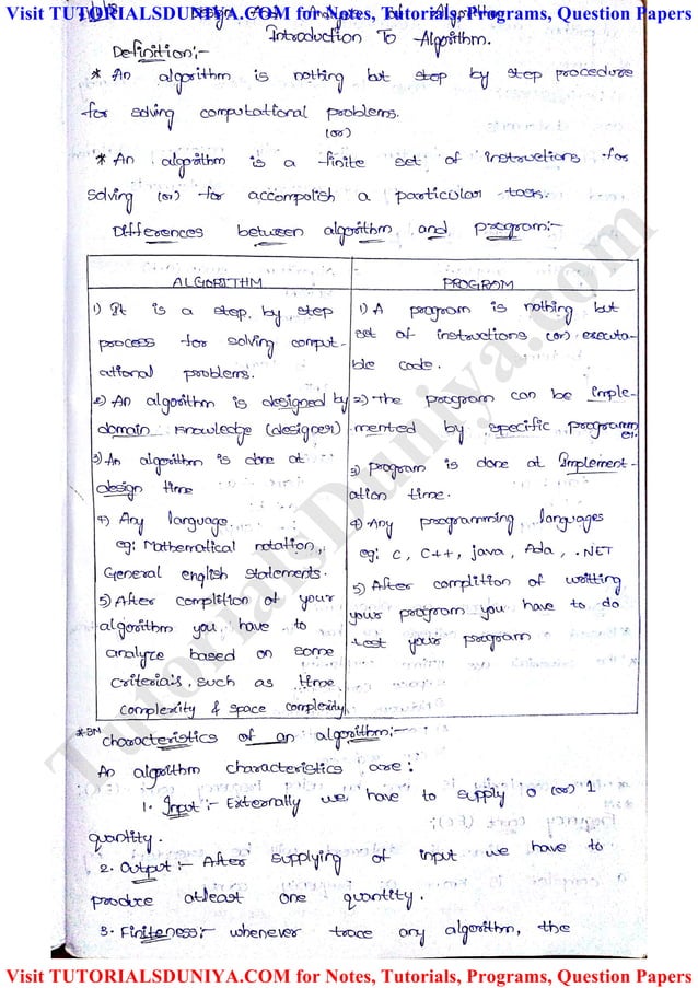Algorithms notes 4 tutorials duniya | PDF