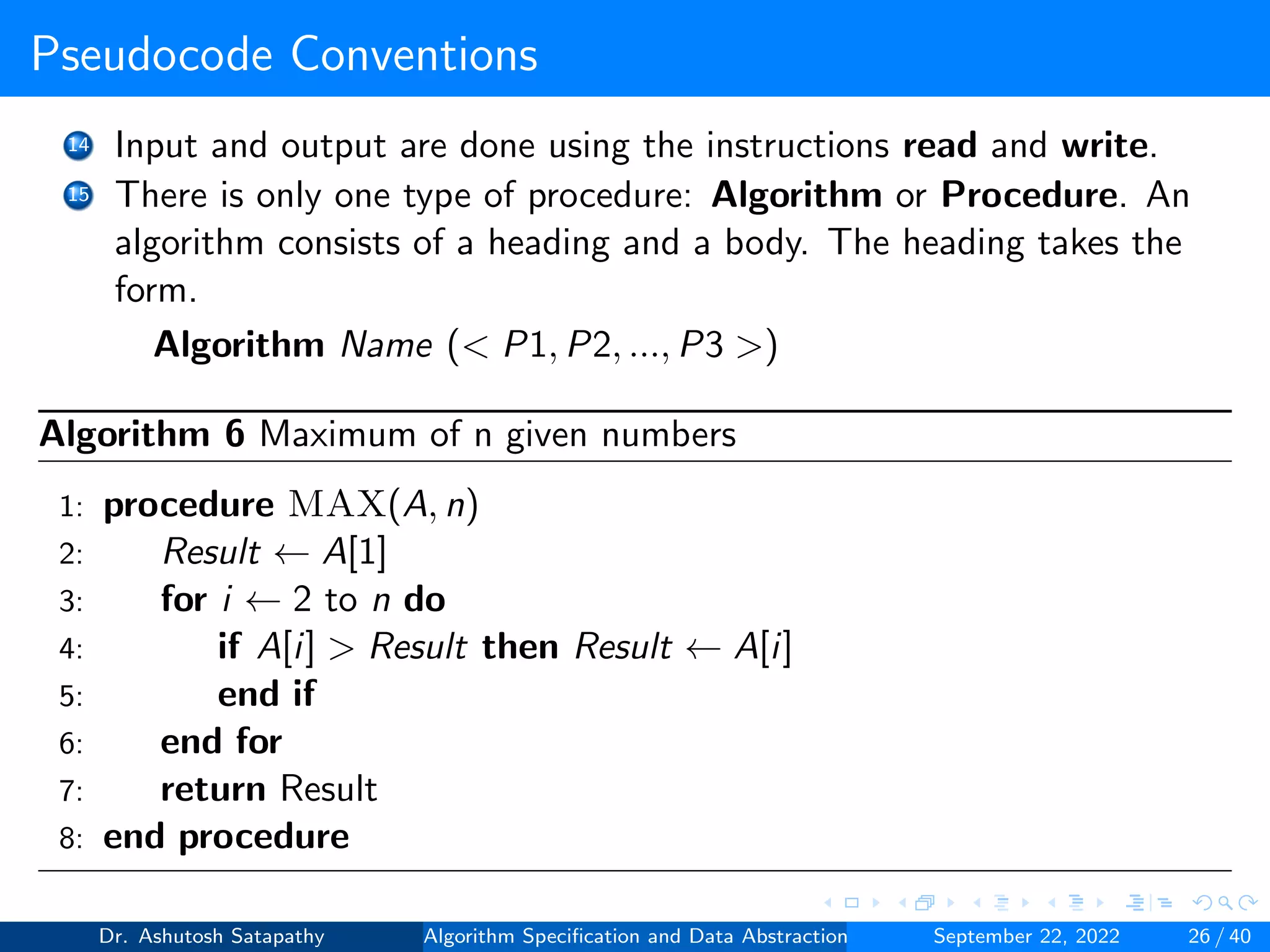 Algorithm Specification and Data Abstraction | PDF