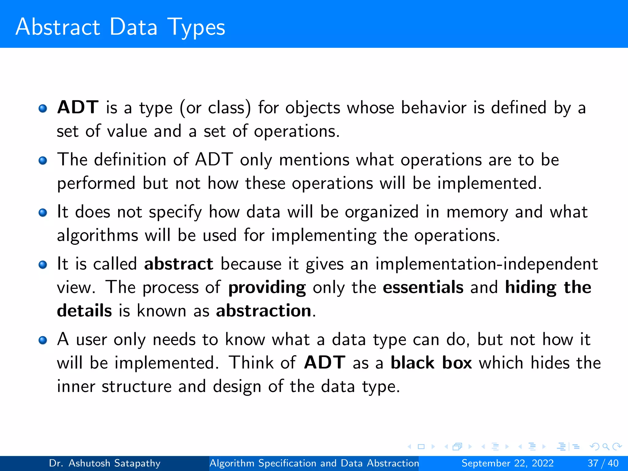 Algorithm Specification and Data Abstraction | PDF