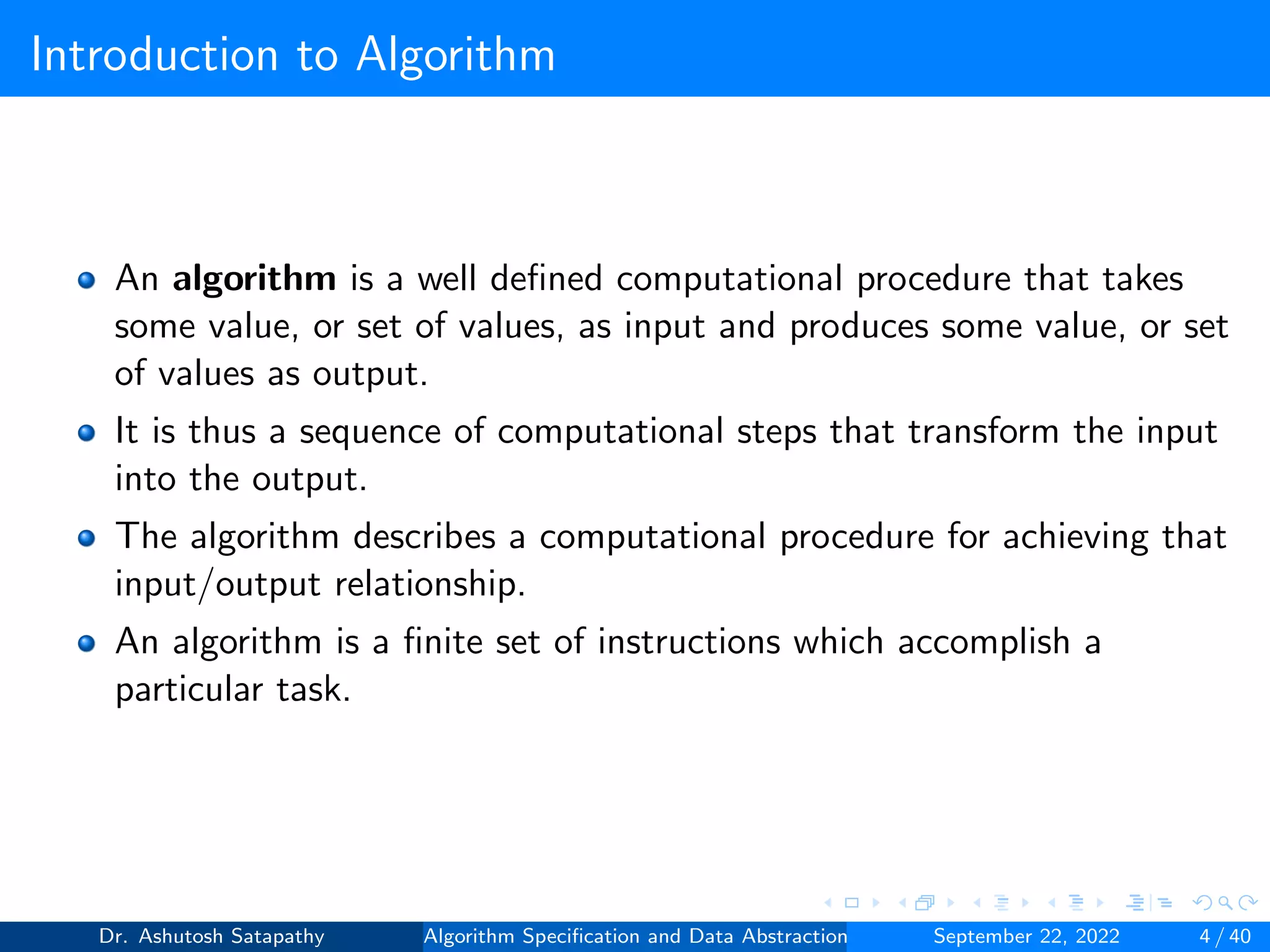 Algorithm Specification and Data Abstraction | PDF