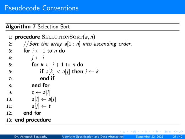 Algorithm Specification and Data Abstraction | PDF