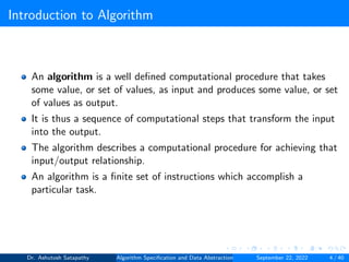 Algorithm Specification and Data Abstraction | PPT
