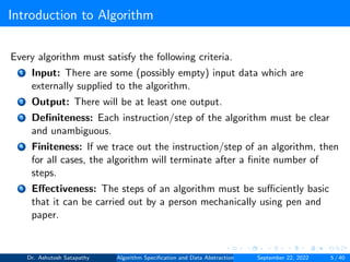 Algorithm Specification and Data Abstraction | PDF