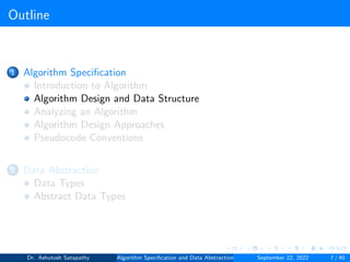 Algorithm Specification and Data Abstraction | PDF