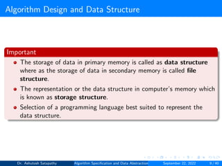 Algorithm Specification and Data Abstraction | PDF