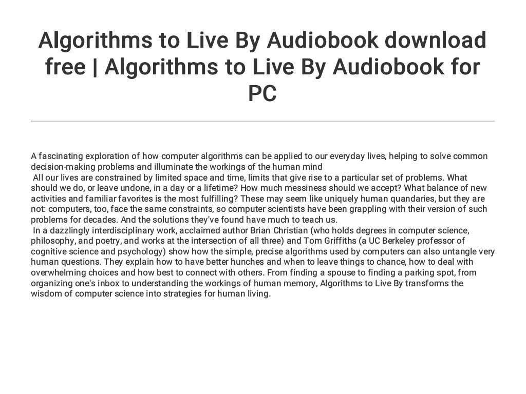 Algorithms to Live By Audiobook download free Algorithms to Live By…