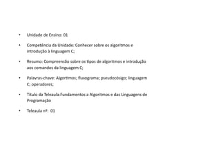 Fundamentos de Algoritmos e Programação em Linguagem C | PDF