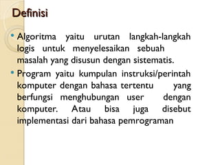 pengantar algoritma dan pemrograman dasar | PPT