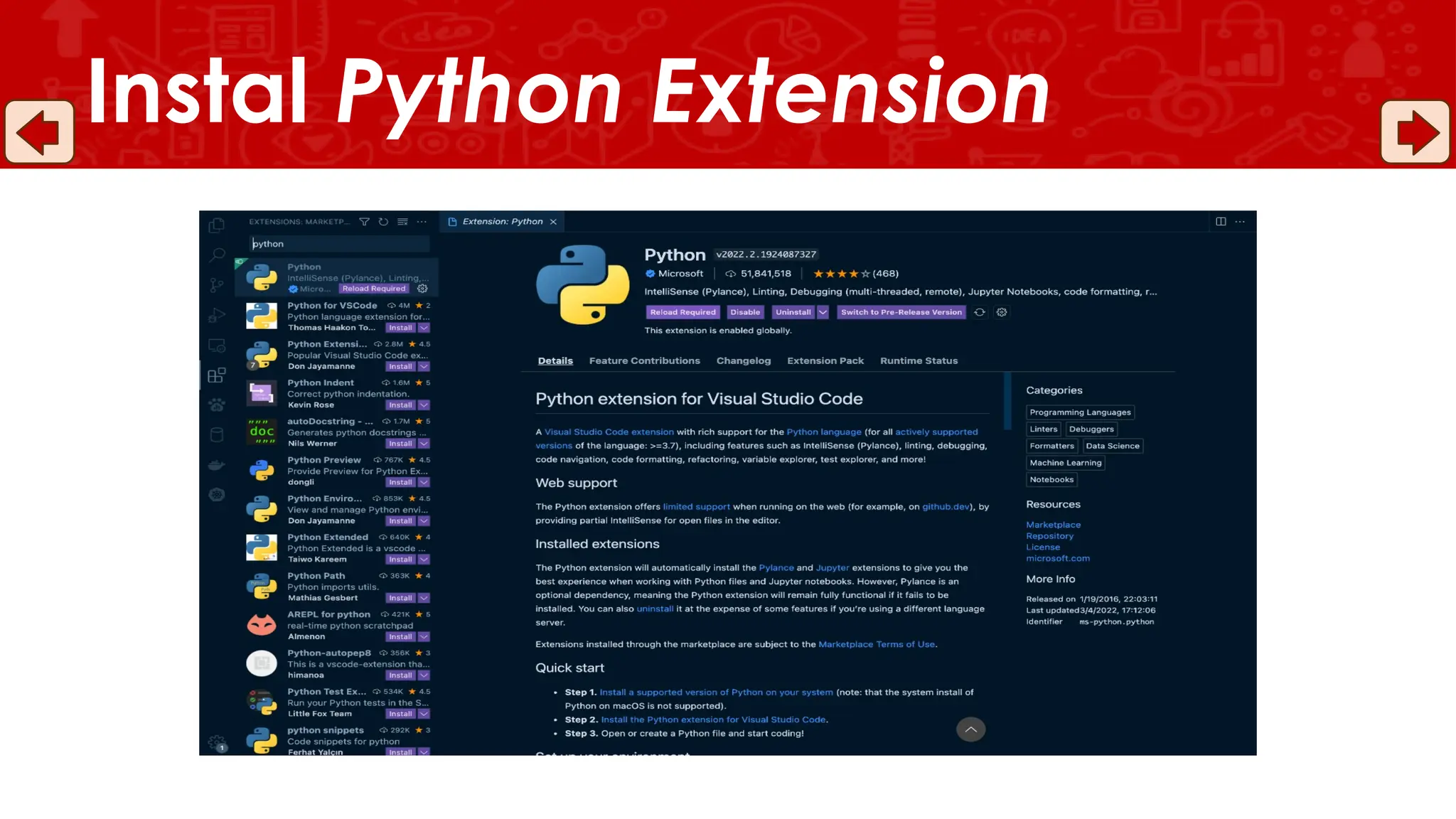 Instal Python Extension
 