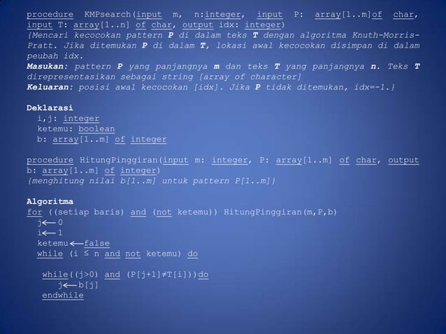 Algoritma Knuth-Morris-Pratt | PPT