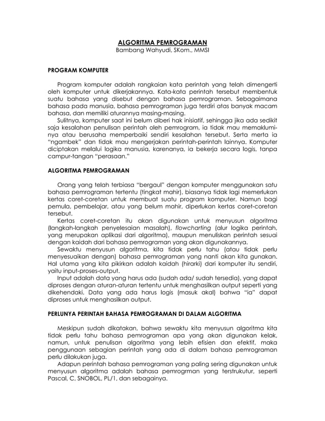 Algoritma pemrograman | PDF