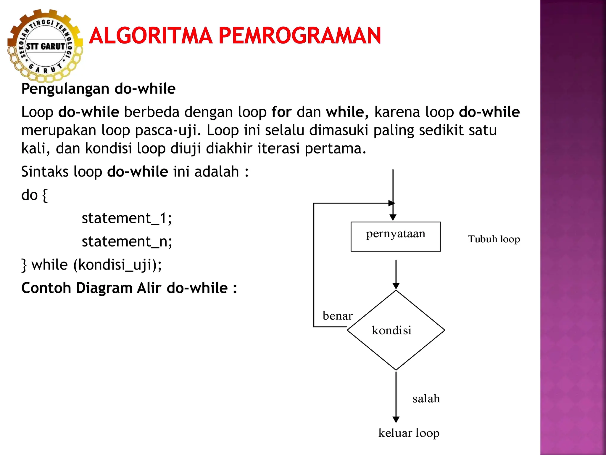 Algoritma Pemograman Looping/Pengulangan | PDF