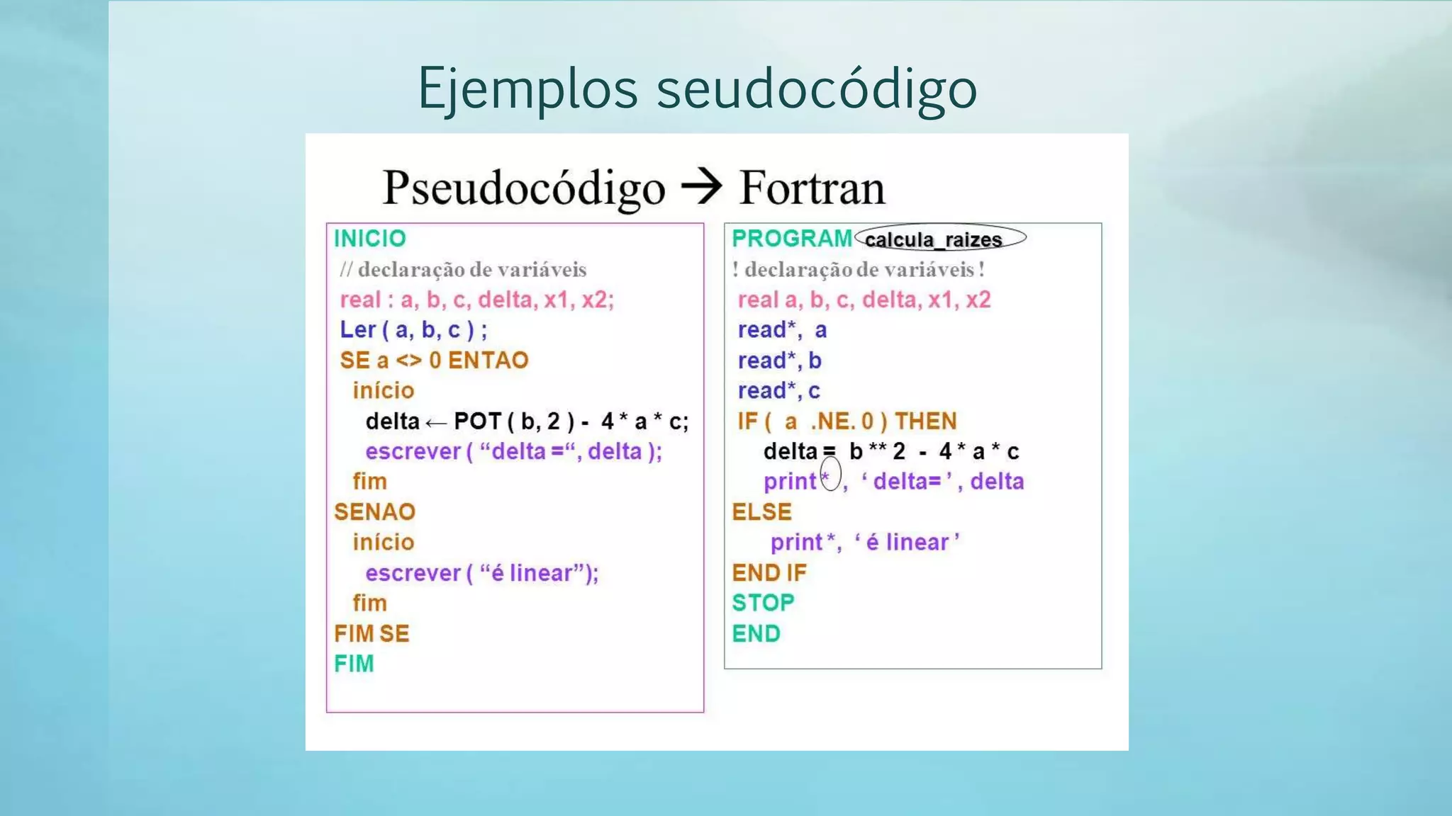 Ejemplos seudocódigo
 