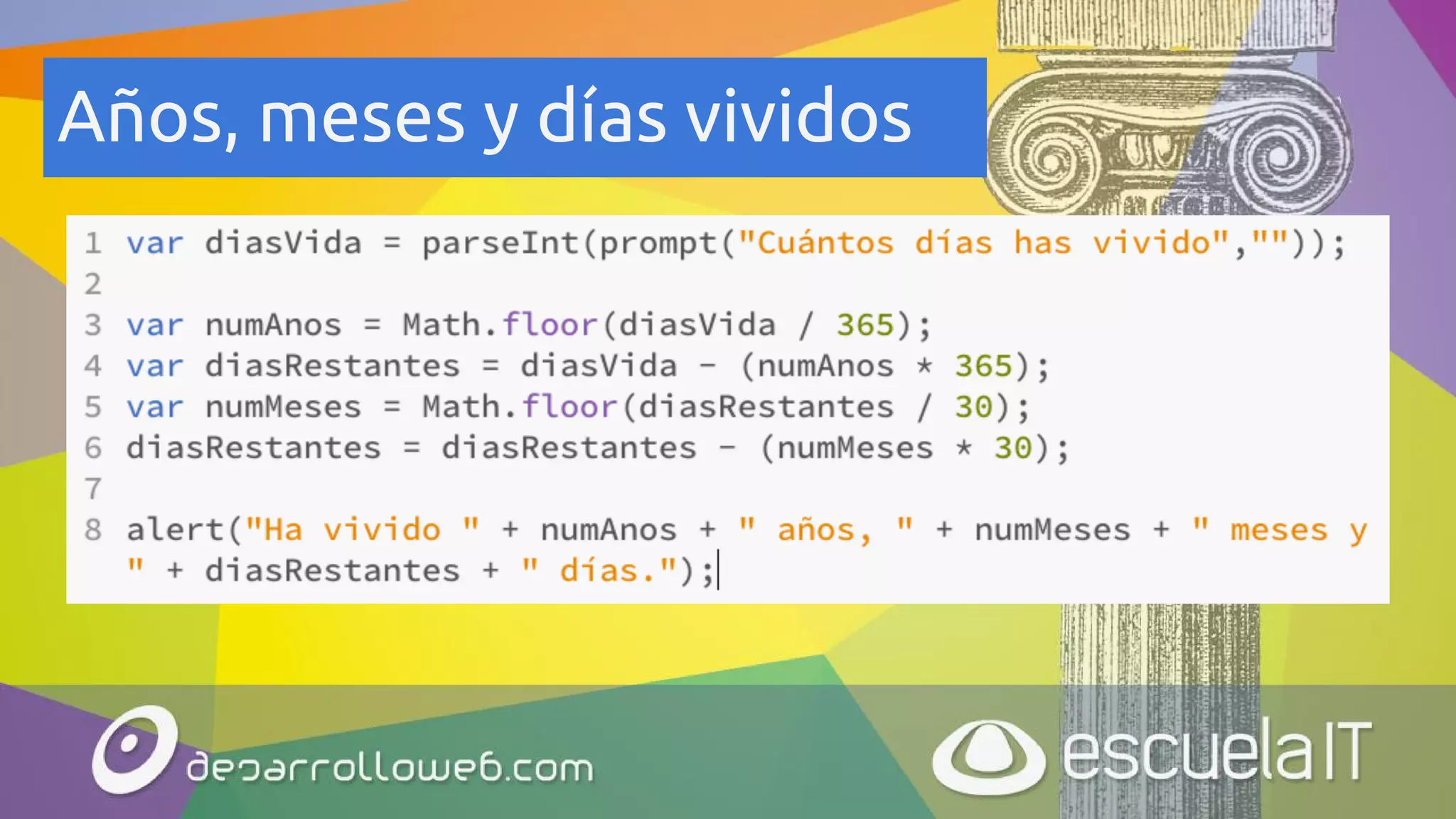 Años, meses y días vividos
 