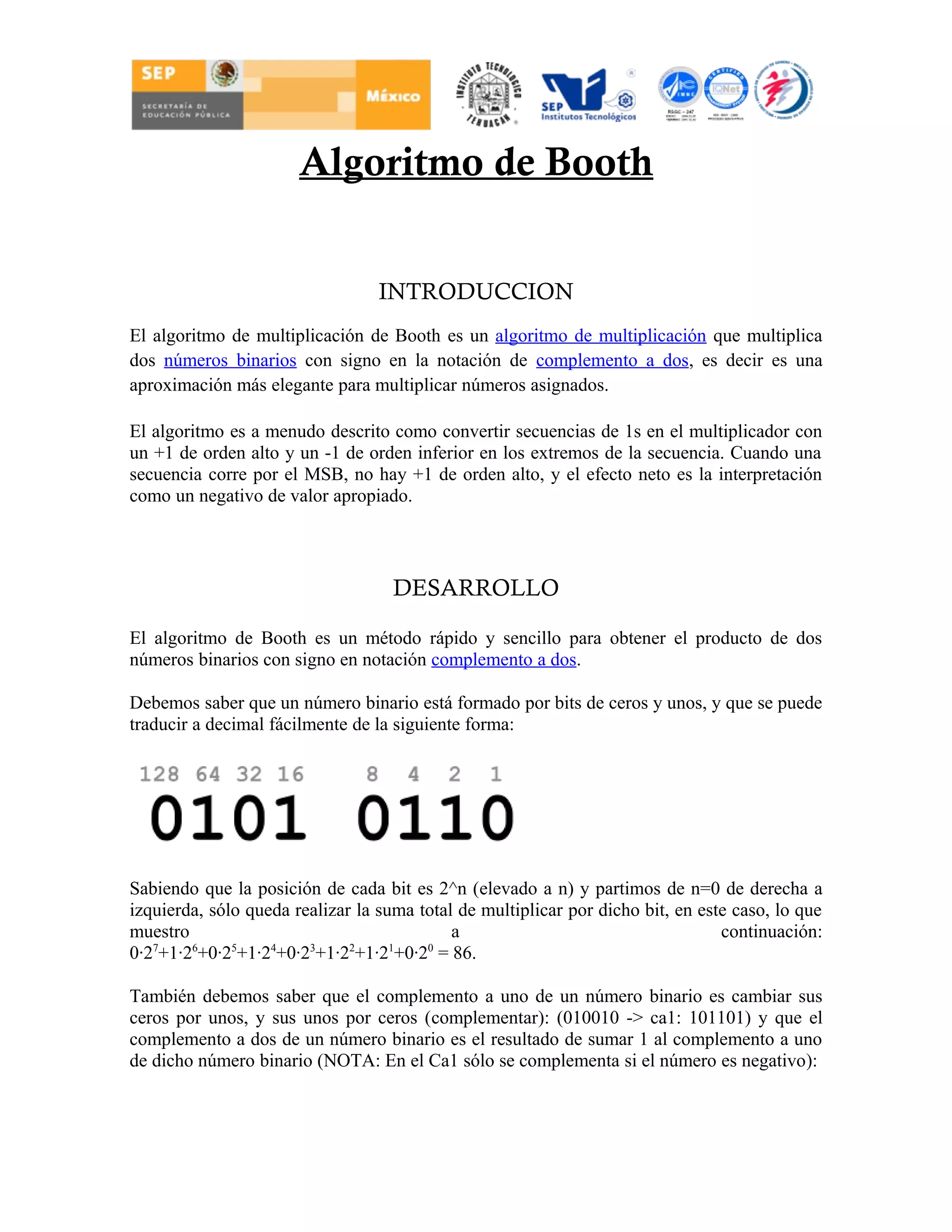 Algoritmo de booth | DOC | Programming Languages | Computing