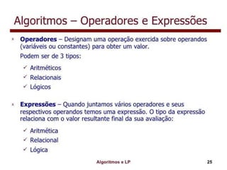 Algoritmo e lógica de programação