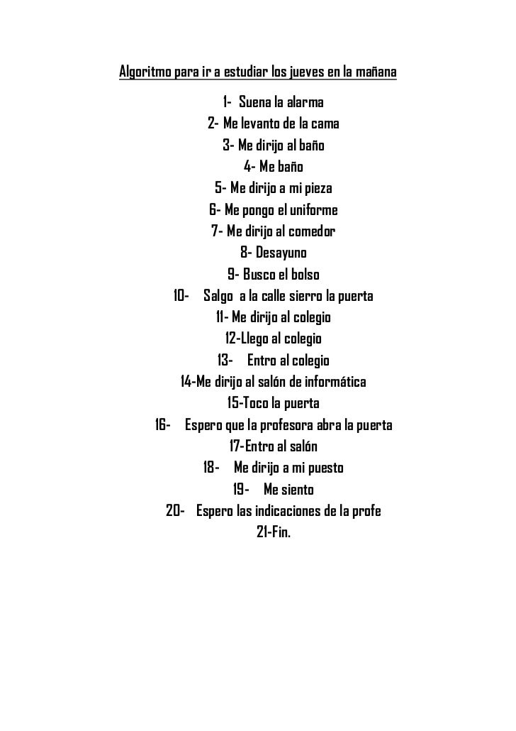 Resultado de imagen para algoritmo para ir al colegio