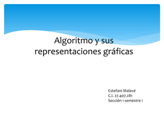 Algoritmo y sus
representaciones gráficas
Estefani Malavé
C.I. 27.407.281
Sección 1 semestre I
 
