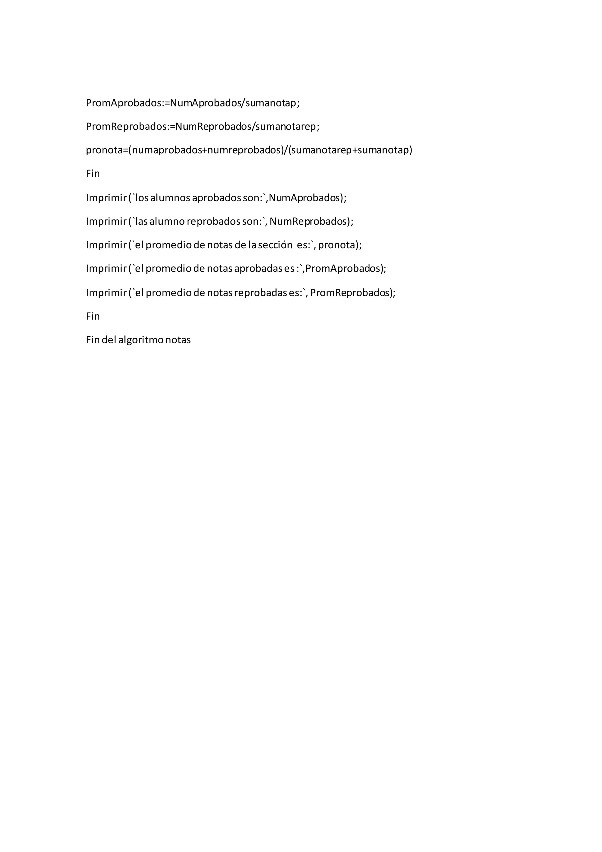 Promedoo Algoritmo promedio de notas | PDF