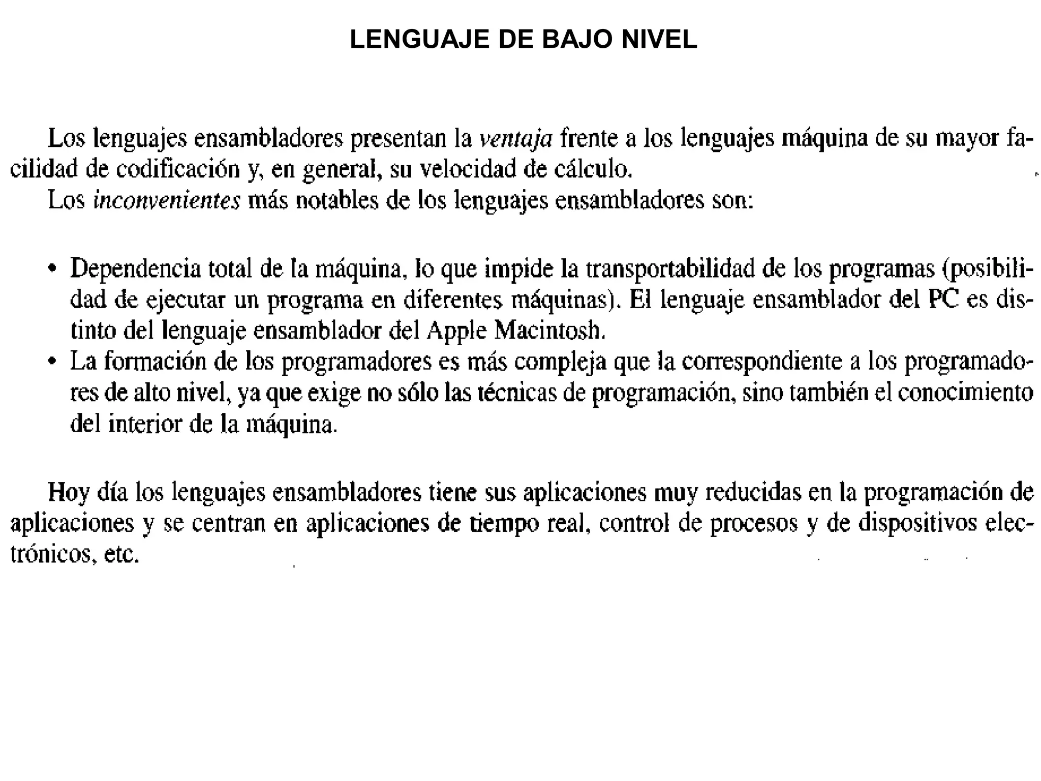 LENGUAJE DE BAJO NIVEL
 