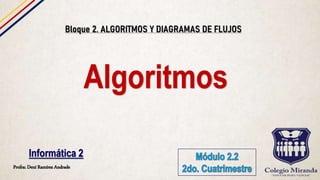 Algoritmos
Profra: Dení Ramírez Andrade
Informática 2
 