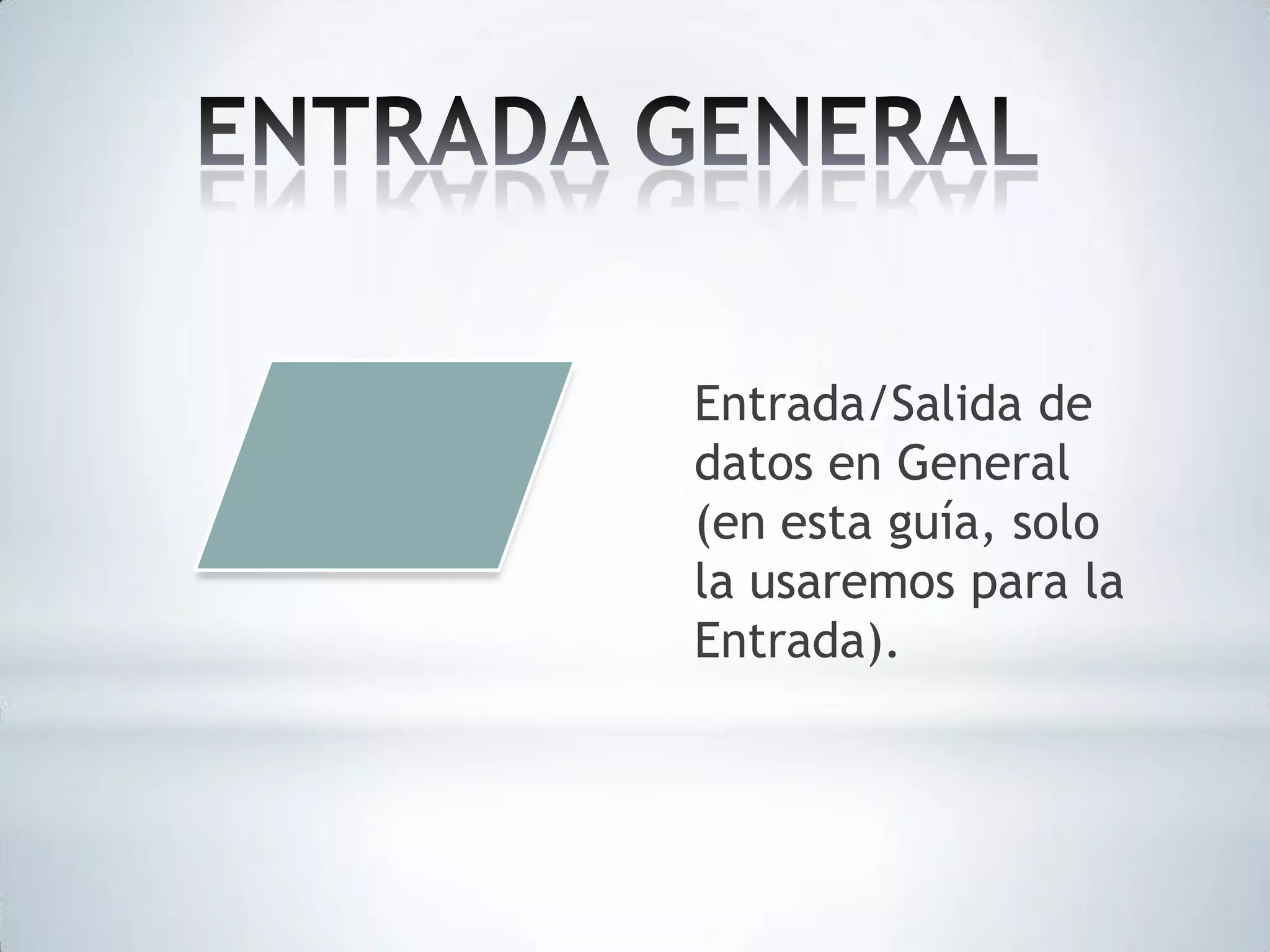 Entrada/Salida de
datos en General
(en esta guía, solo
la usaremos para la
Entrada).

 