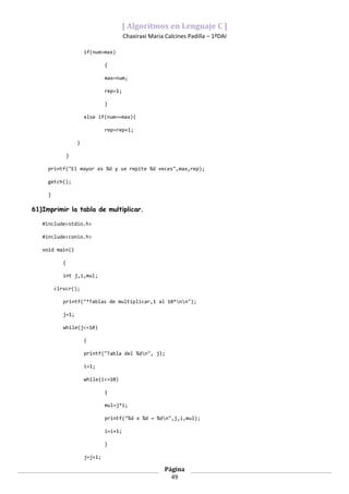 Ejemplos de algoritmos en C básicos (aprendiendo a programar)