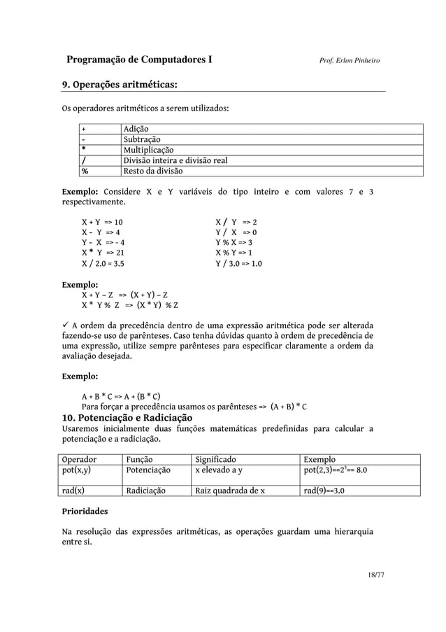 Algoritmos em portugol | PDF