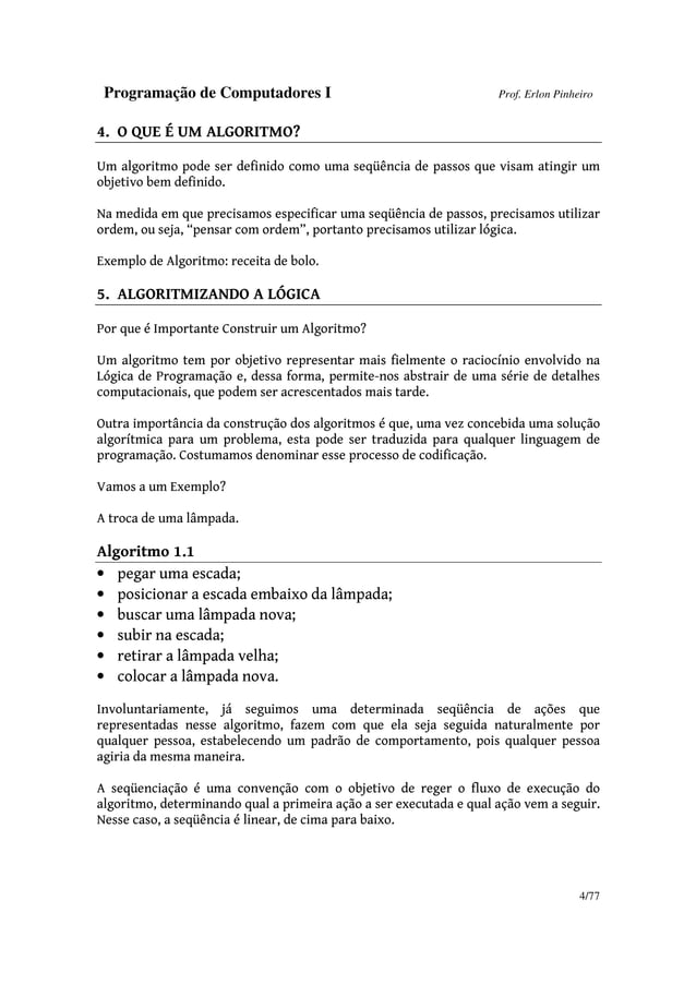 Algoritmos em portugol | PDF