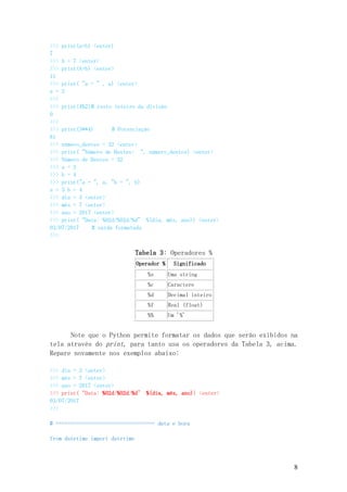 analise o trecho de código em python 3 a seguir -... Algoritmos e programacao_em_python | PDF
