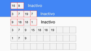 1 7 9
3 7 189 191815
3 7 19
15 9
9 18 18
7
1
Inactivo
Inactivo
Inactivo
 